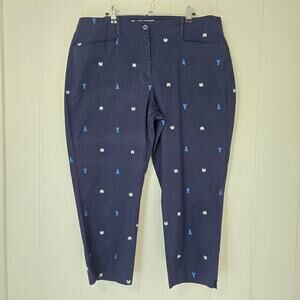 Talbots Embroidered Chino Pants Lobster Crab Nautical Blue size 18W